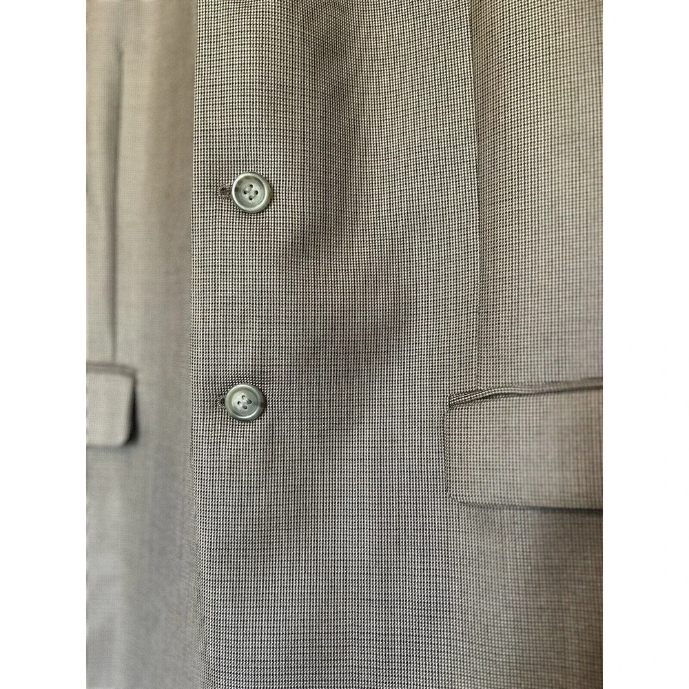 Andrew Fezza 42S Blazer Brown Micro Check Silk Wool Sport‎ Coat Designer Jacket